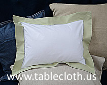 Baby Hemstitch Pillow Sham 12x16.White with Nile Green border